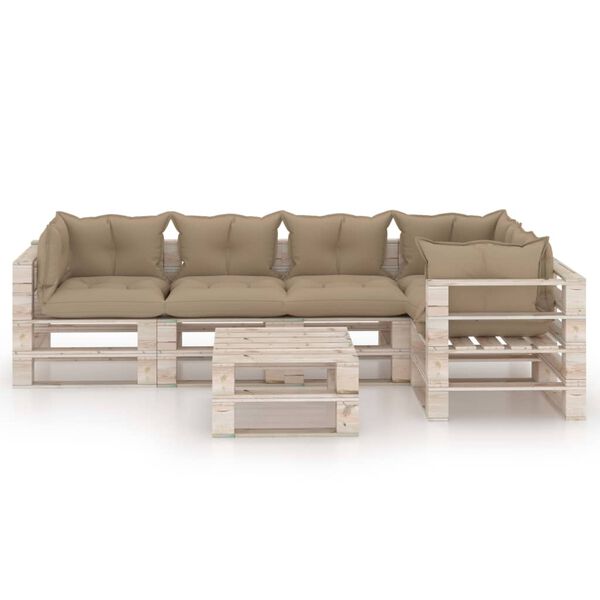 vidaXL 6-tlg. Garten-Lounge-Set aus Paletten mit Kissen Kiefernholz