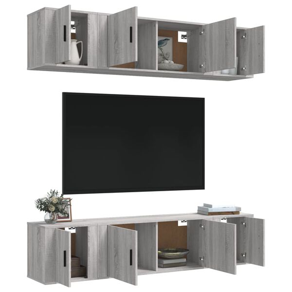 vidaXL 6-tlg. TV-Schrank-Set Grau Sonoma Holzwerkstoff