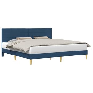 vidaXL Bettrahmen mit Kopfteil Blau 200 x 200 cm Stoff