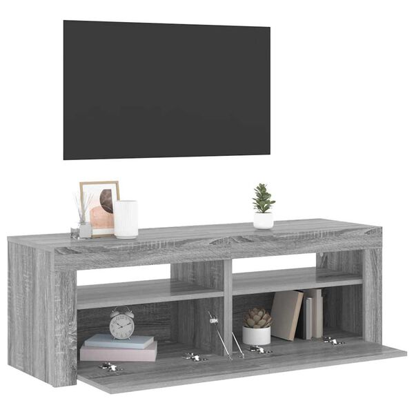 vidaXL TV-Schrank mit LED-Leuchten Grau Sonoma 120x35x40 cm