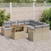 vidaXL Garten-Sofa-Set mit Speicher 9 pcs Beige Poly Rattan