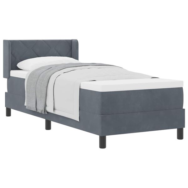vidaXL Boxspringbett mit Matratze Dunkelgrau 200 x 80 cm Samt