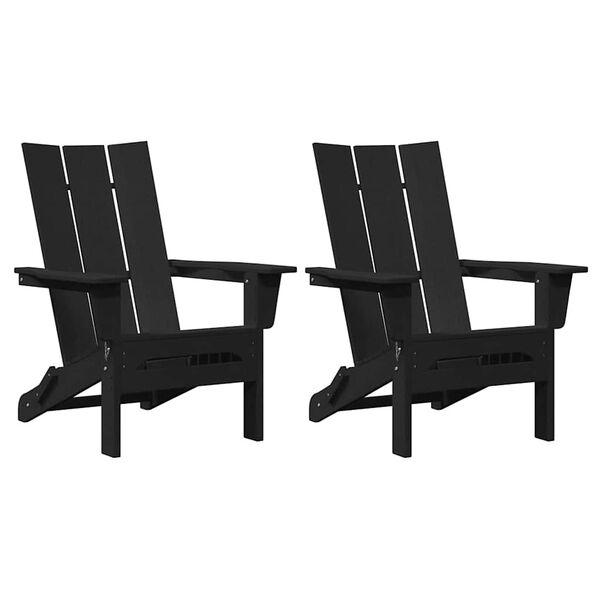 vidaXL Garten Lounge Möbel 2 pcs Schwarz 74.5 x 80.5 x 90cm Plastik