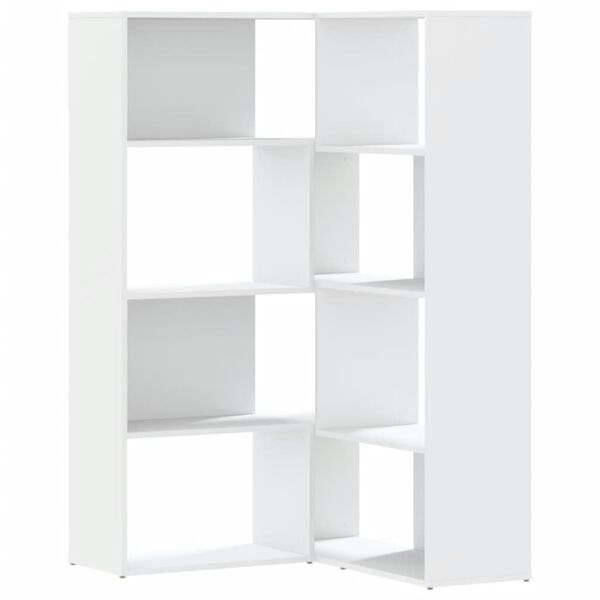 vidaXL Eck-B&uuml;cherregal 4 Etagen Wei&szlig; 85x85x140 cm Holzwerkstoff