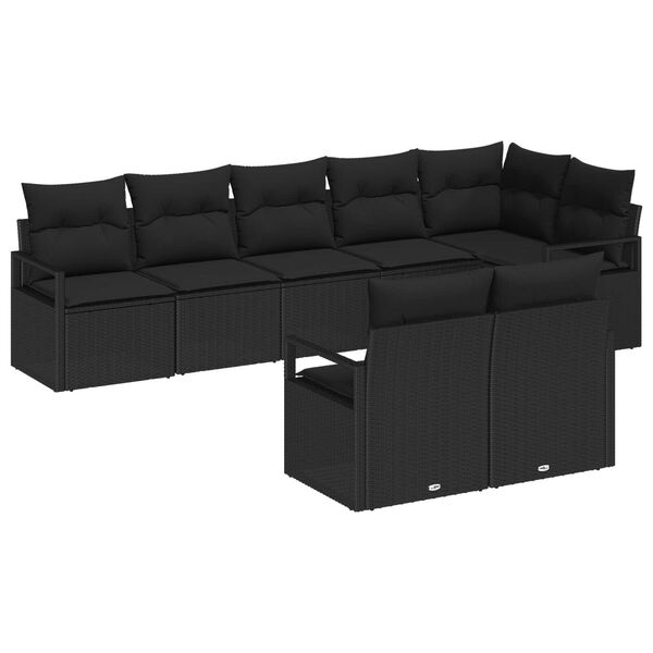 vidaXL Sofa Set 8 pcs Schwarz Poly-Rattan