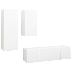 vidaXL 4-tlg. TV-Schrank-Set Wei&szlig; Holzwerkstoff