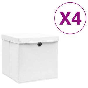 vidaXL Aufbewahrungsboxen mit Deckeln 4 Stk. 28x28x28 cm Wei&szlig;