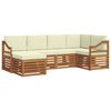 vidaXL Ecksofa Set mit Kissen 6 pcs Natur und Creme Massivholz Akazie