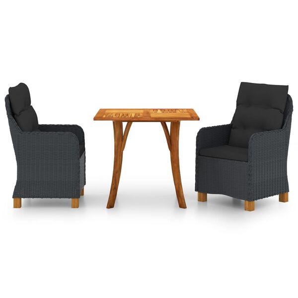 vidaXL 3-tlg. Garten-Essgruppe Dunkelgrau