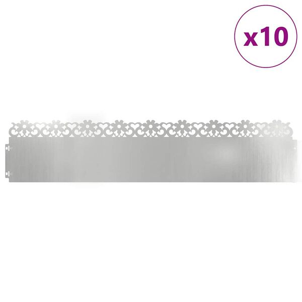 vidaXL Rasenkanten 10 pcs Silber 103 x 0,05 x 22 cm Verzinkter Stahl