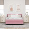 vidaXL Boxspringbett mit Matratze mit Kopfteil Rosa 140 x 190 cm Samt