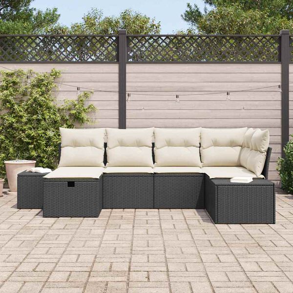 vidaXL Sofa Set mit Kissen 7 pcs Poly-Rattan