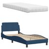 vidaXL Bett mit Matratze "Hanko" Blau 90x200 cm Stoff