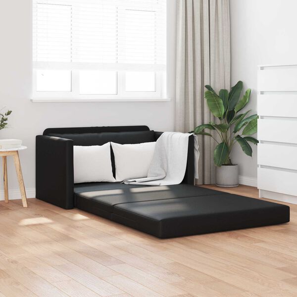 vidaXL Schlafsofa 110cm Schwarz Kunstleder