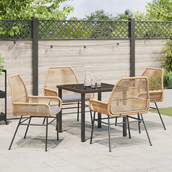 vidaXL Garten Essgruppe mit Kissen 5 pcs Braun Poly-Rattan