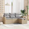 vidaXL Sofa Set mit Kissen 4 pcs Beige und Hellgrau Poly-Rattan