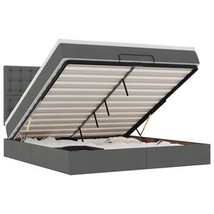 vidaXL Ottoman-Bett mit Matratze Dunkelgrau 160x200 cm Stoff