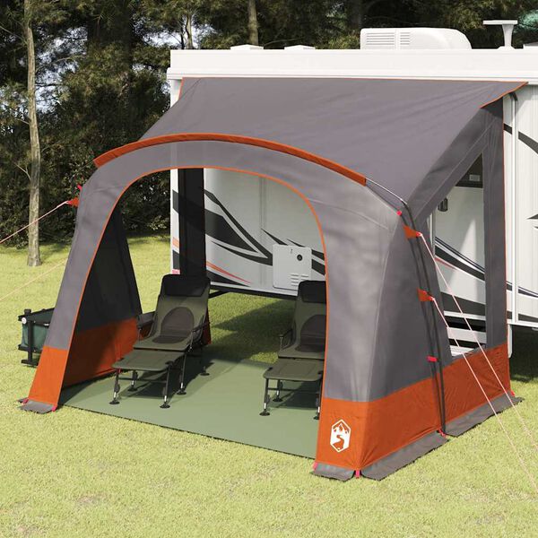 vidaXL Caravan Zelt f&uuml;r 3 Personen Grau und Orange 252 x 245 x 245 cm