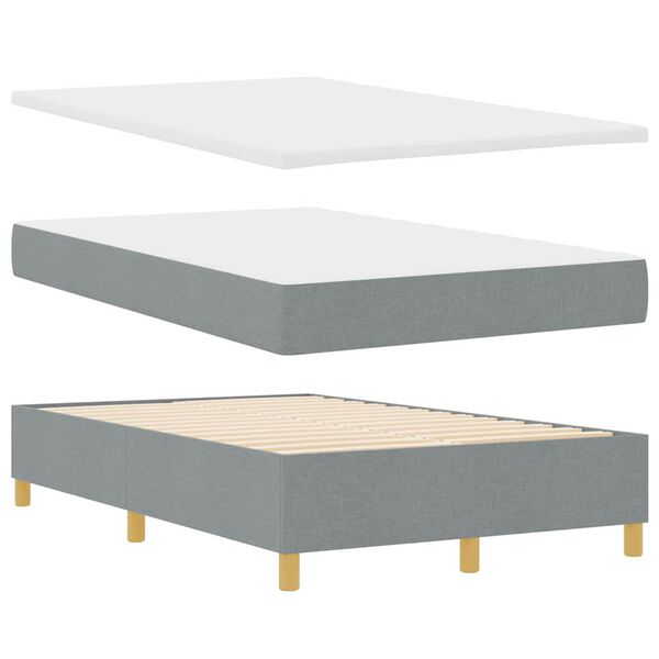 vidaXL Boxspringbett mit Matratze Hellgrau 120 x 190 cm Stoff