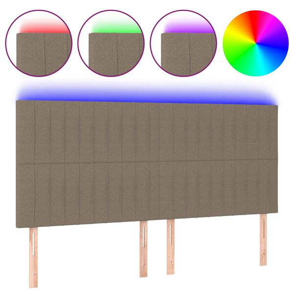 vidaXL LED Kopfteil Taupe 180x5x118/128 cm Stoff