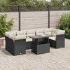 vidaXL 8-tlg. Garten-Sofagarnitur mit Kissen Schwarz Poly Rattan