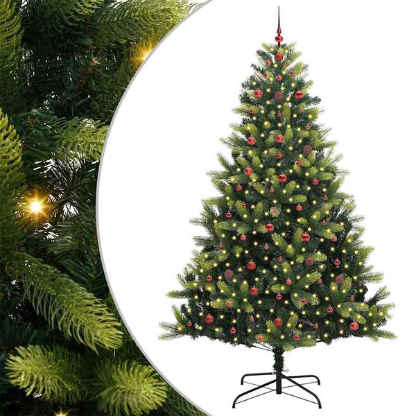 vidaXL K&uuml;nstlicher Klapp-Weihnachtsbaum mit 300 LEDs Gr&uuml;n 240 cm