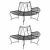 vidaXL Baumb&auml;nke Halbrund 2 Stk. &Oslash;159 cm Schwarz Stahl