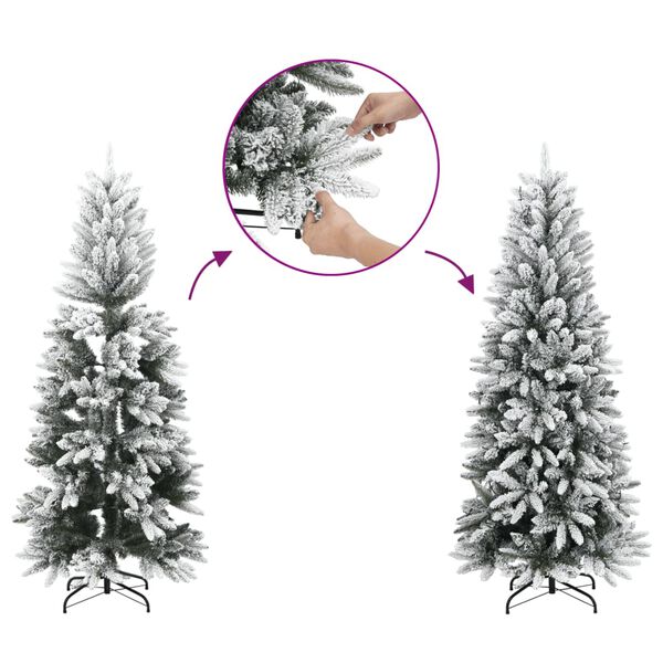 vidaXL Künstlicher Weihnachtsbaum Schlank mit Schnee 210 cm PVC & PE