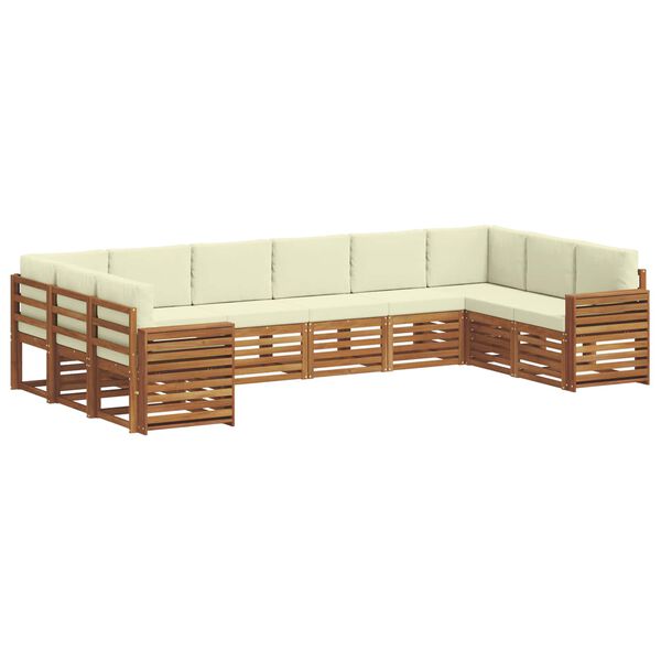 vidaXL Sofagarnituren 10 pcs Natur und Creme Massivholz Akazie