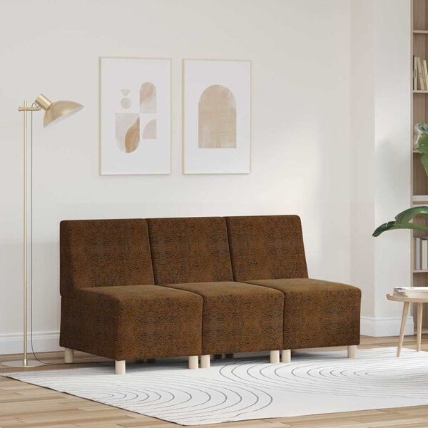 vidaXL Modulares Armfreies Sofa 3 pcs Braun 55 x 74 x 82 cm