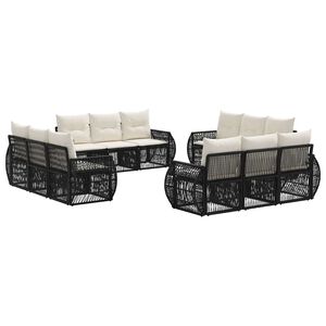 vidaXL Gartensofa-set 12 stk. Schwarz und Cremewei&szlig; Poly-Rattan