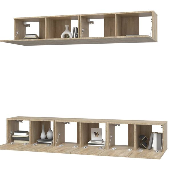 vidaXL 5-tlg. TV-Schrank-Set Sonoma-Eiche Holzwerkstoff