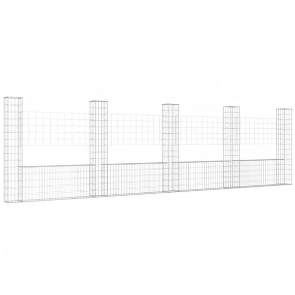 vidaXL Gabionenkorb U-Form mit 5 S&auml;ulen Eisen 500x20x150 cm