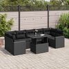 vidaXL 8-tlg. Garten-Sofagarnitur mit Kissen Schwarz Poly Rattan