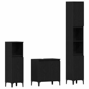 vidaXL Badezimmerm&ouml;bel-Set Wandmontiert 3 pcs Schwarz Eichen-Optik