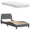 vidaXL Bett mit Matratze "Hanko" Dunkelgrau 90x190 cm Stoff