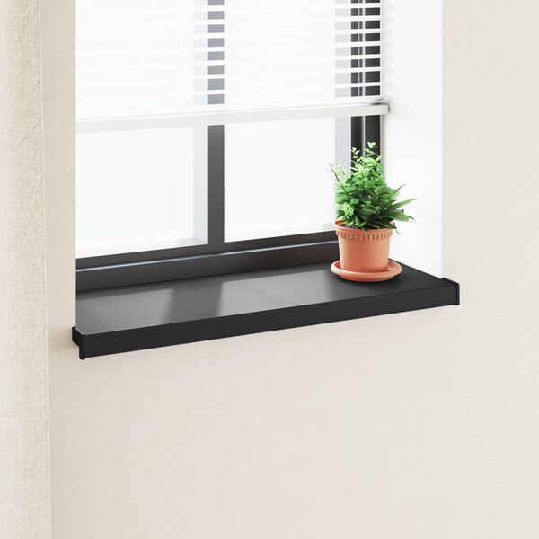 vidaXL Fensterbank Schwarz mit Holzmaserung 60 x 30 x 4,5 cm PVC