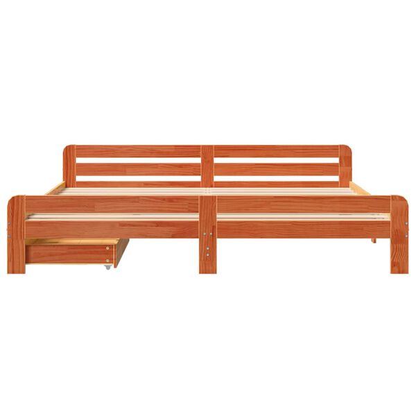 vidaXL Massivholzbett ohne Matratze Wachsbraun 200x200 Kiefernholz
