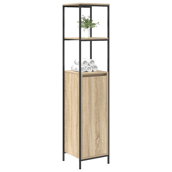 vidaXL Badschrank mit Regalen Sonoma-Eiche 36x35x165 cm