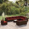 vidaXL 11-tlg. Garten-Lounge-Set mit Kissen Poly Rattan Braun