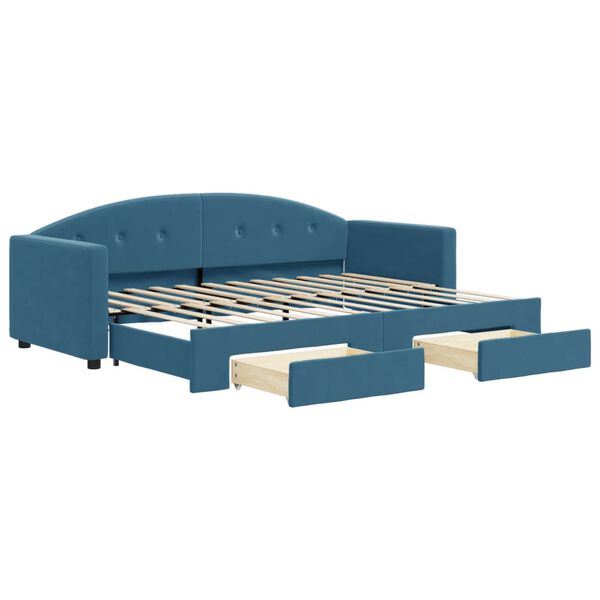 vidaXL Tagesbett Ausziehbar mit Schubladen Blau 80x200 cm Samt