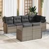 vidaXL Garten-Sofa-Set mit Kissen mit Speicher 7 pcs Grau Poly Rattan