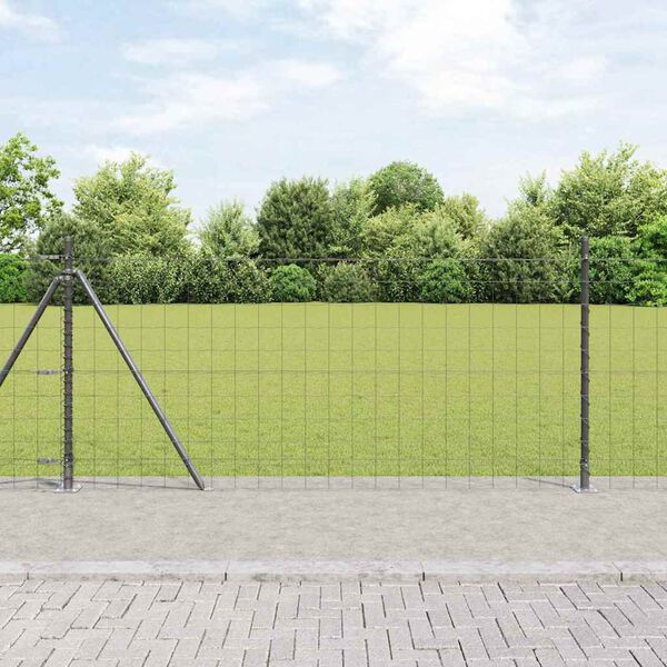 vidaXL Zaun mit Pfosten Grau 1 x 10 m Stahl