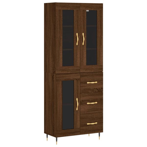 vidaXL Highboard Braun Eichen-Optik 69,5x34x180 cm Holzwerkstoff