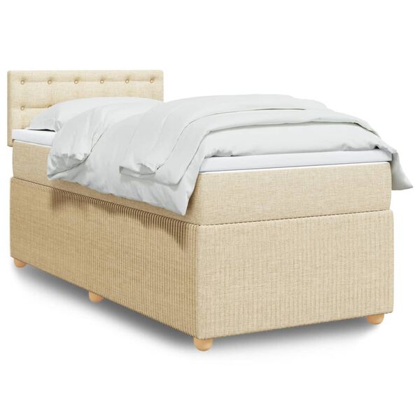 vidaXL Boxspringbett mit Matratze Creme 80x200 cm Stoff