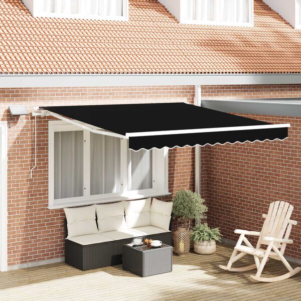 vidaXL Einziehbare Markise mit Schwarz 300 x 250 cm Stoff