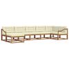 vidaXL Outdoor-Sofagarnitur mit Kissen 7 pcs Natur und Creme