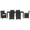 vidaXL Garten Essgruppe 7 pcs Schwarz Poly-Rattan