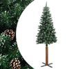 vidaXL Weihnachtsbaum Schlank mit Echtholz und Schnee Gr&uuml;n 180 cm