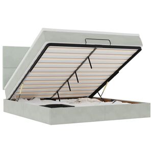 vidaXL Ottoman-Bett mit Matratzen & LEDs Hellgrau 160x200 cm Samt